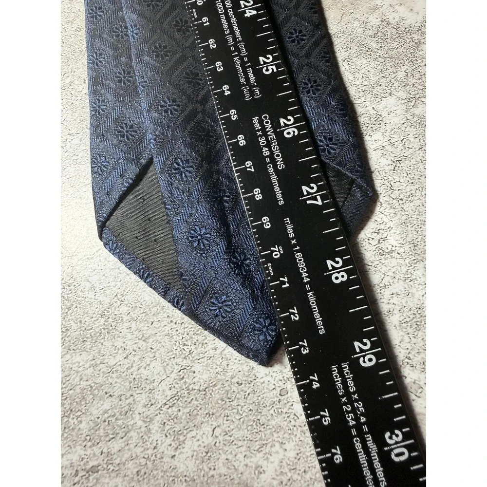 Ricci Tie Mens One Size Blue Geometric Jacquard 100% Silk Designer Necktie